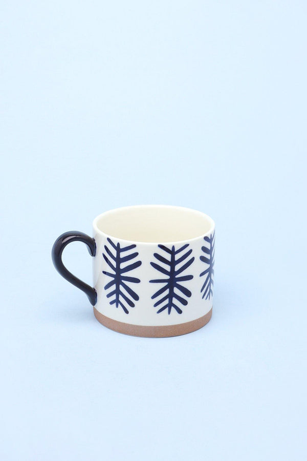 G Decor Milo Set Of 4 Handcrafted Ceramic Mugs Large Cups With Blue Brushstroke Design Blue