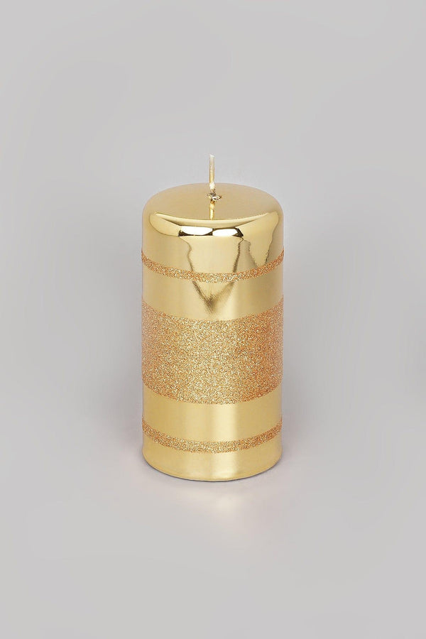 G Decor Mirror Glass Effect Clarae Limited Edition Hand-Finished Gold Stripe Glitter Pillar & Ball Candles Ball