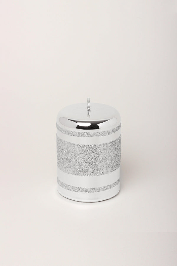 G Decor Mirror Glass Effect Clarae Limited Edition Hand-Finished Silver Stripe Glitter Pillar & Ball Candles Ball