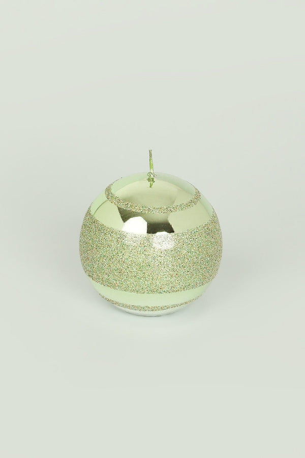 G Decor Mirror Glass Effect Clarae Limited Edition Hand-Finished Light Green Stripe Glitter Pillar & Ball Candles Ball