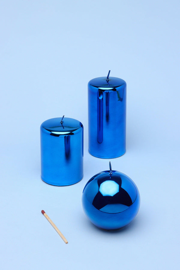 g decor Mirror Glass Effect Limited Edition Clarae Reflet Electric Azure Pillar & Ball Candle Ball Candle