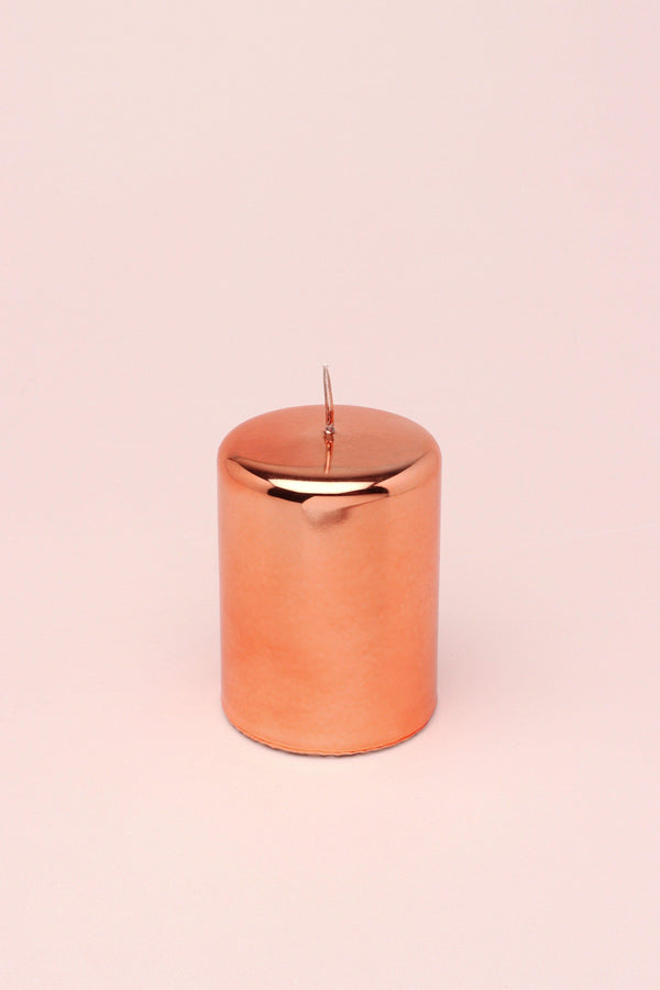 G Decor Mirror Glass Effect Limited Edition Clarae Reflet Rose Gold Pillar & Ball Candle Pillar