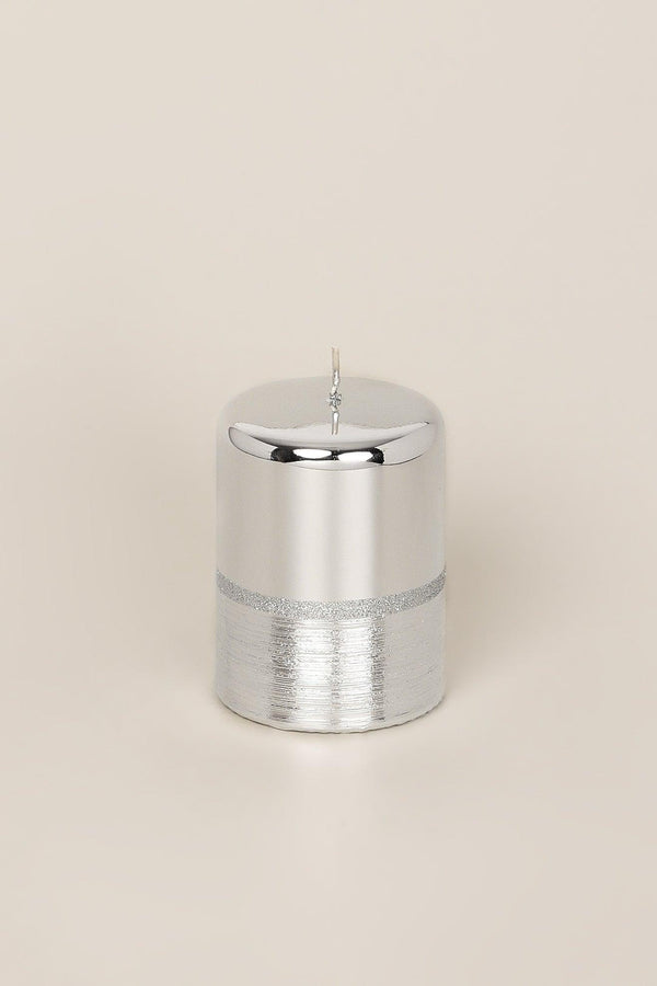 G Decor Mirror Glass Effect Limited Edition Hand-Finished Two-Tone Silver Glow Pillar & Ball Candles Ball