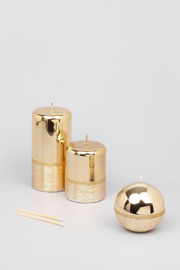 g decor Mirror Glass Effect Limited Edition Hand-Finished Two-Tone Gold Luxe Pillar & Ball Candles Ball