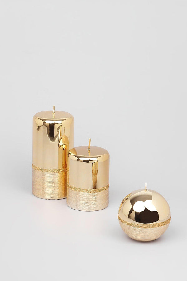 G Decor Mirror Glass Effect Limited Edition Hand-Finished Two-Tone Gold Luxe Pillar & Ball Candles Ball