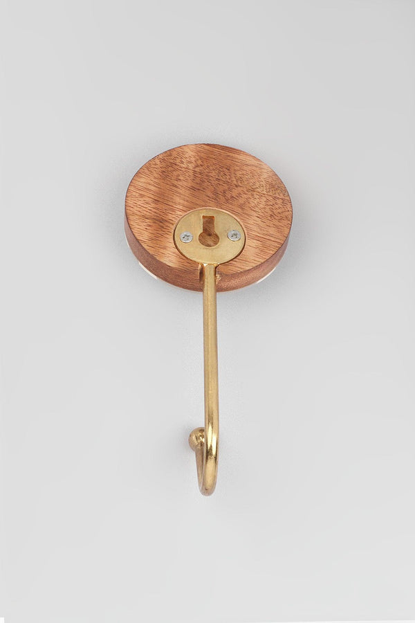 G Decor Modern Zebra Stripe Wall Hook White Grey & Brass Round Coat Hanger Grey