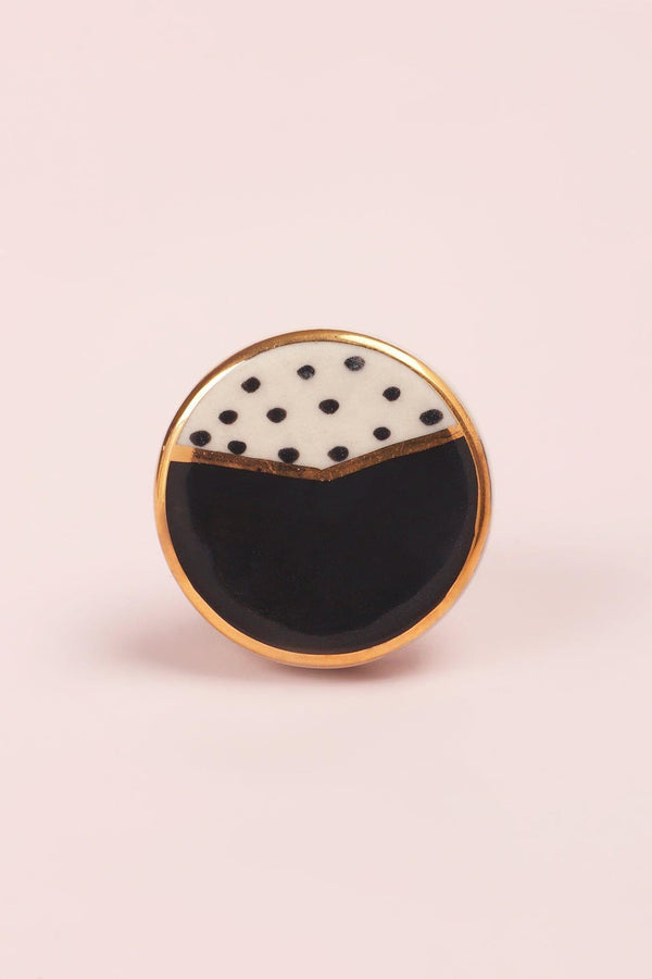 G Decor Monochrome Dotted Deco Hand-Painted Ceramic Knobs Pie Chart