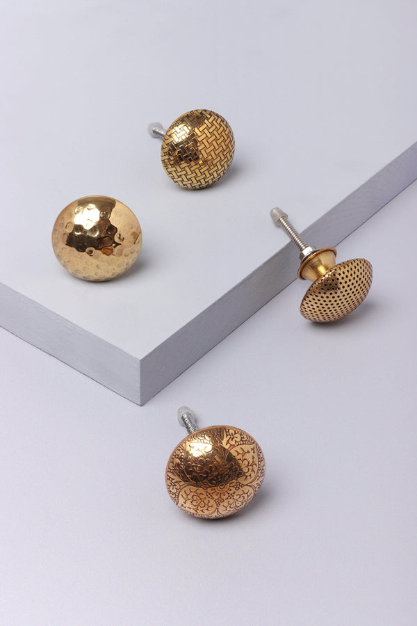 g decor Mughal Brass Textured Door Knob Cupboard Drawer and Door Handle Mughal