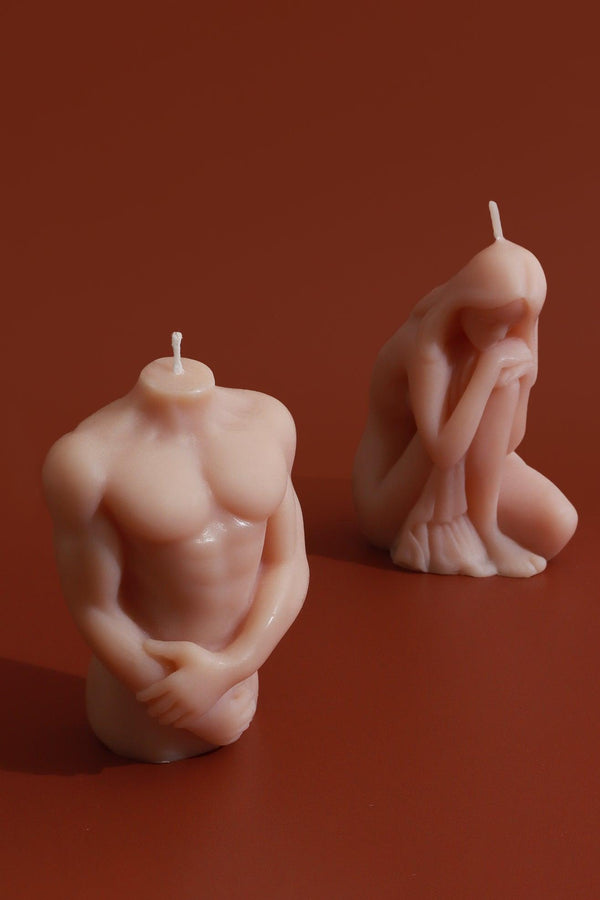 G Decor Muscular Male Torso And Crouching Female Candles