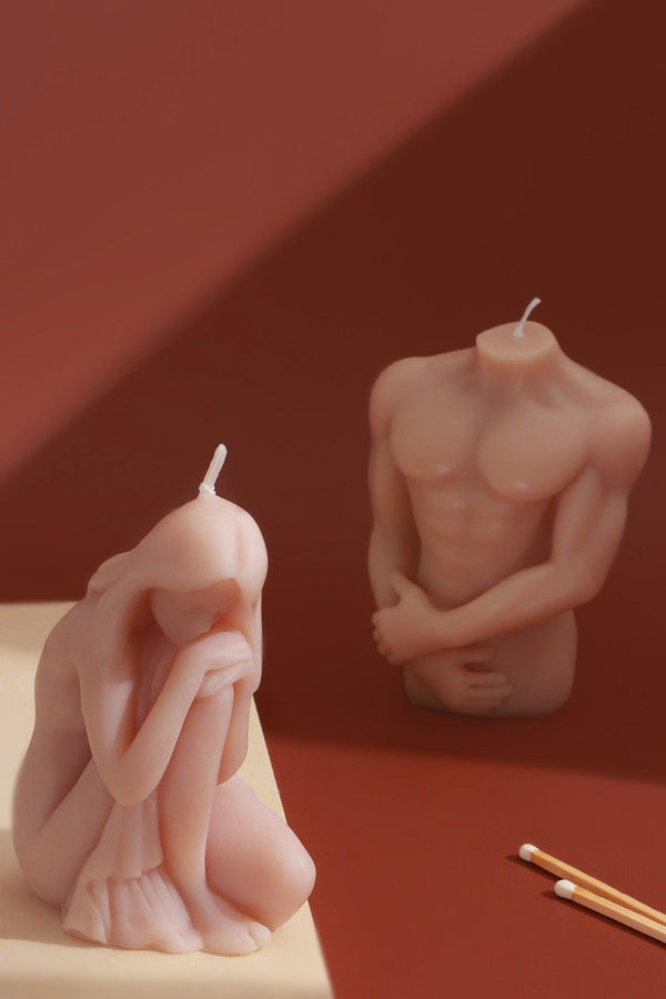 g decor Muscular Male Torso and Crouching Female Candles