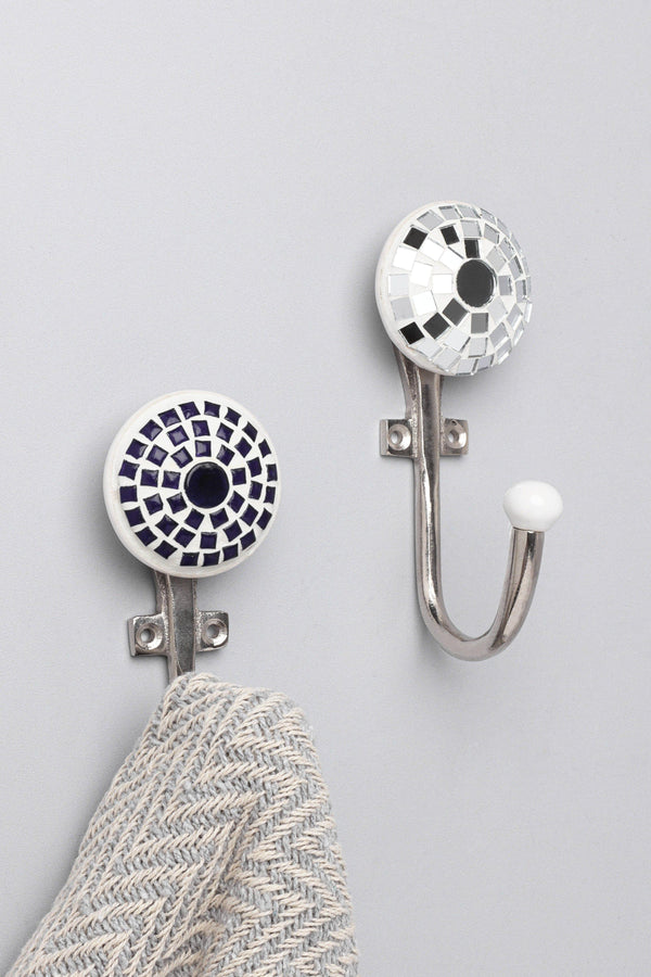 g decor Niva Handcrafted Mosaic Wall Hooks Artistic Glass & Mirror Tile Designs Blue