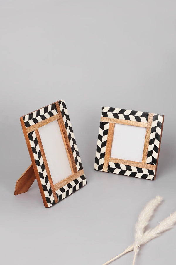 g decor Noir Handcrafted Black & White Chevron Photo Frame Classic Picture Display Small
