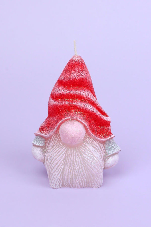 G Decor Norwegian Gnome Hand-Finished Sculpted Candle Garden Guardian & Forest Wax Figure Red