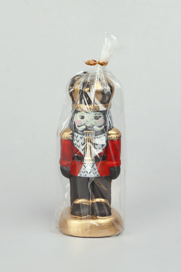 G Decor Nutcracker Hand-Painted Decorative Candle Royal Guard Festive Christmas Wax Ornament Red
