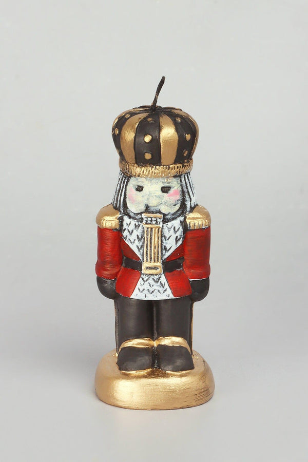 G Decor Nutcracker Hand-Painted Decorative Candle Royal Guard Festive Christmas Wax Ornament Red