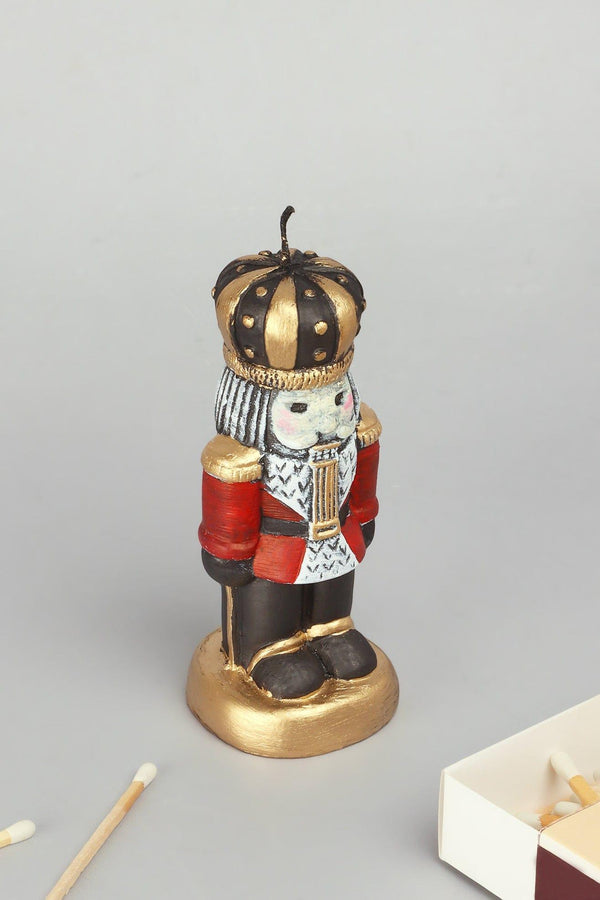 g decor Nutcracker Hand-Painted Decorative Candle Royal Guard Festive Christmas Wax Ornament Red