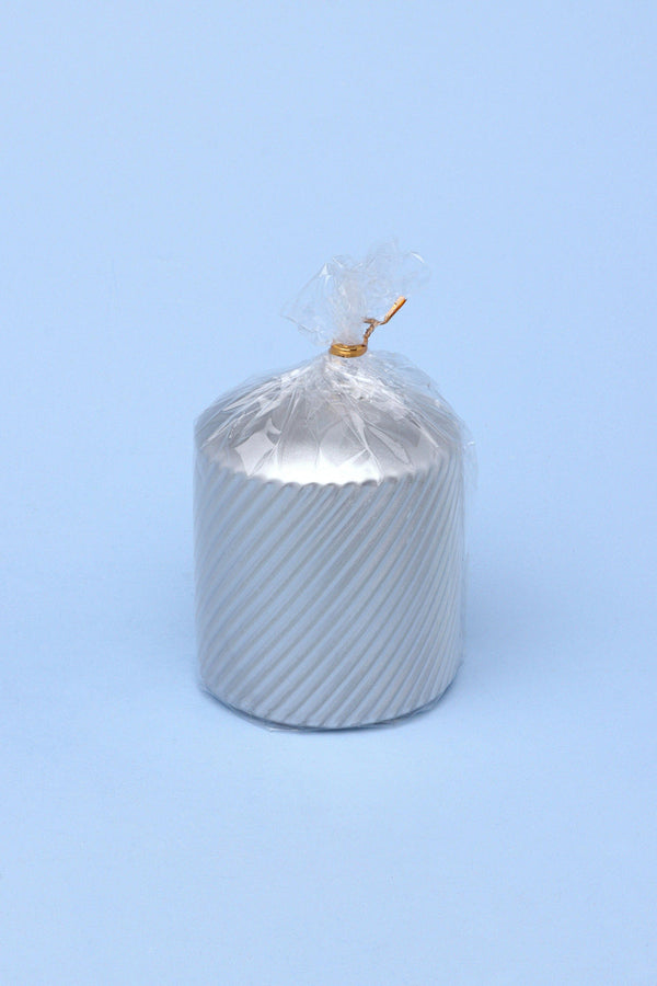 G Decor Opulent Silver Swirl Pillar Candle Decorative Statement Of Modern Simplicity & Minimalist Style Silver