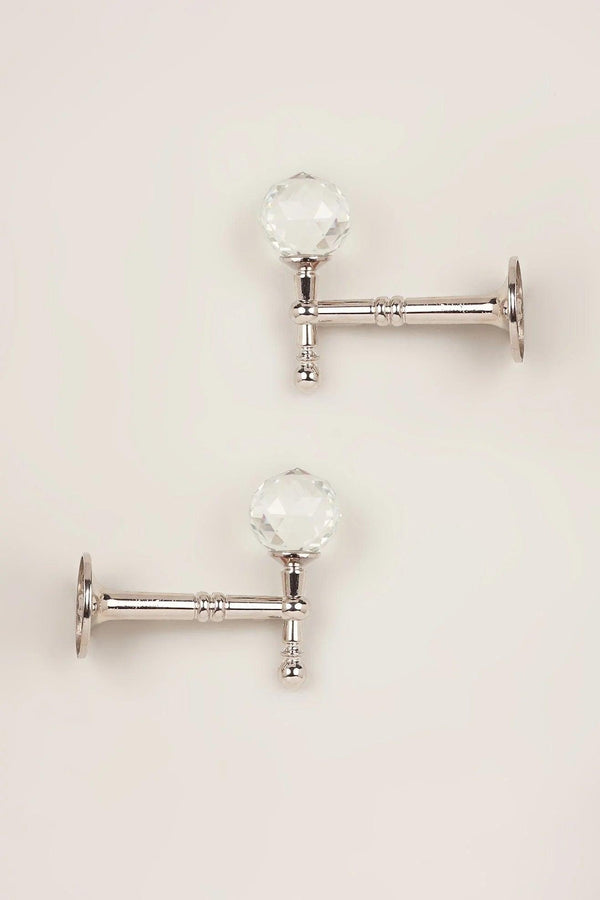 g decor Pack of 2 Faceted Crystal Curtain Holdbacks Chrome Finish