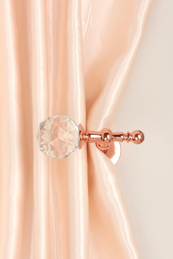 G Decor Pack Of 2 Faceted Crystal Curtain Holdbacks Rose Gold Finish