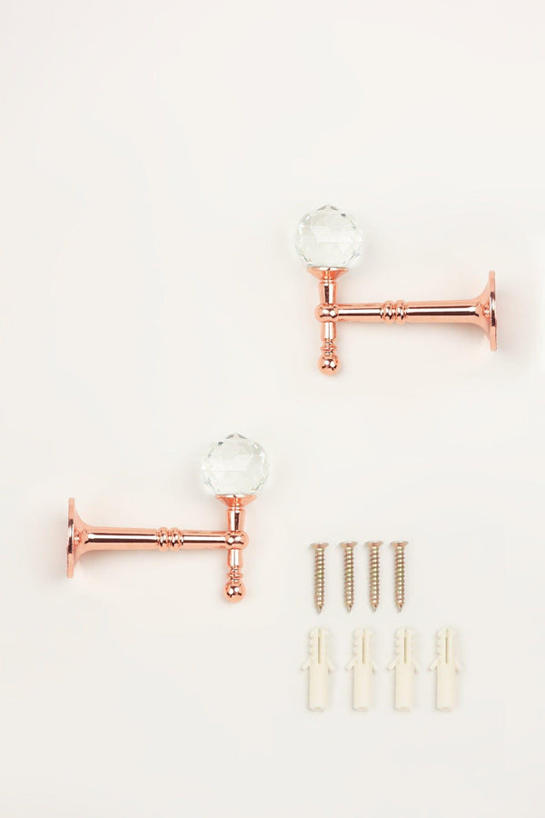G Decor Pack Of 2 Faceted Crystal Curtain Holdbacks Rose Gold Finish