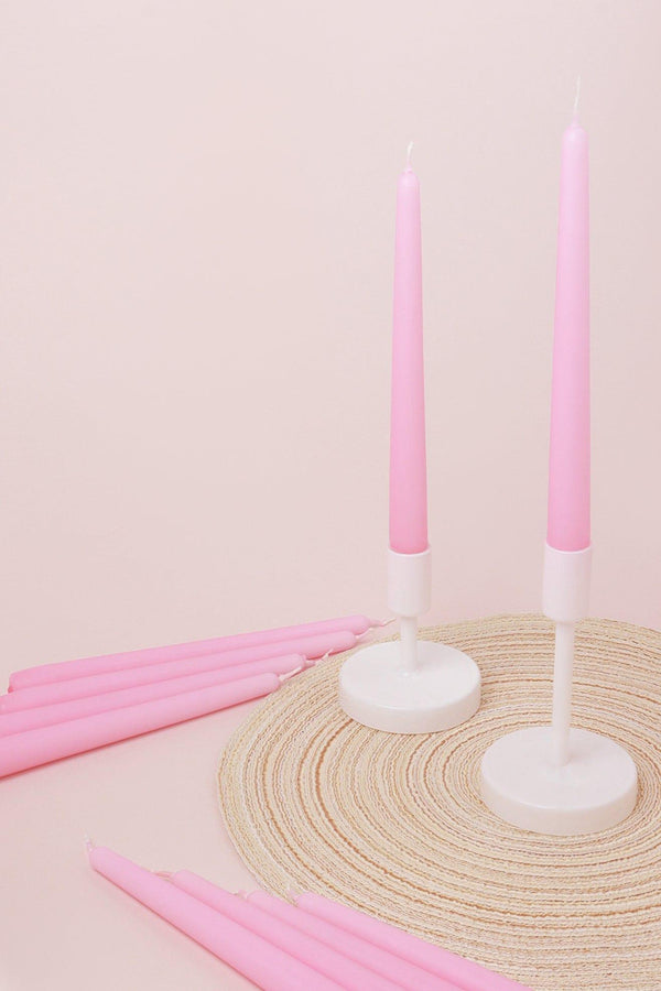 g decor Pastelaria Set of 2 10 or 20 Baby Pink Tall Pastel Dinner & Taper Candles Set of 10