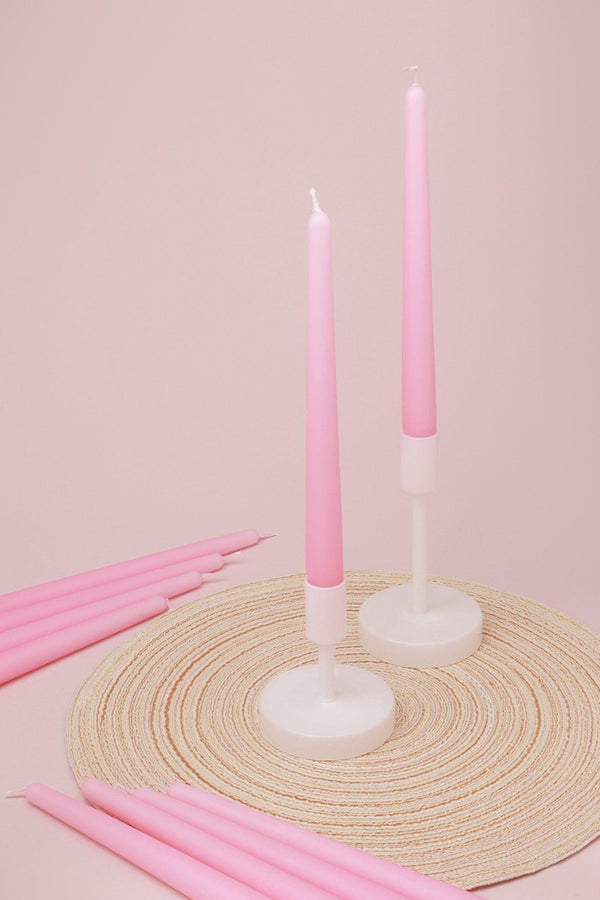 g decor Pastelaria Set of 2 10 or 20 Baby Pink Tall Pastel Dinner & Taper Candles Set of 10
