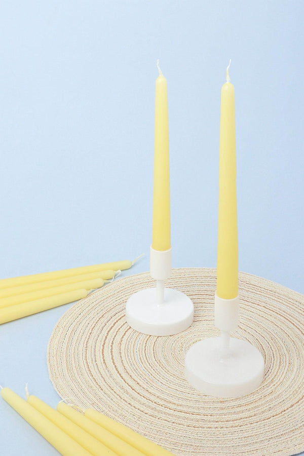 g decor Pastelaria Set of 2 10 or 20 Sand Yellow Tall Pastel Dinner & Taper Candles Pack of 10