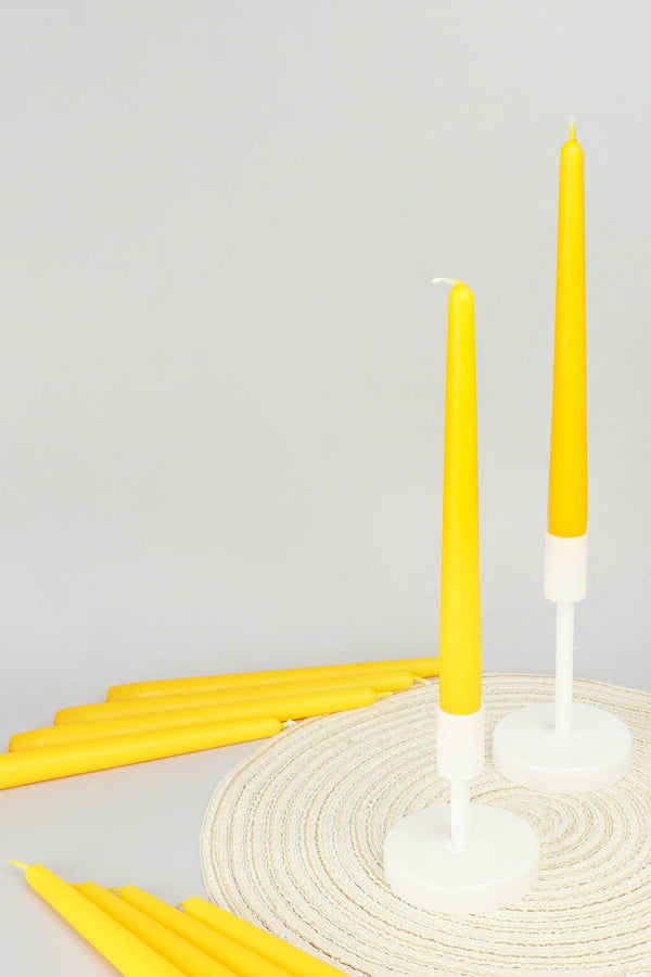 g decor Pastelaria Set of 2 10 or 20 Sunny Yellow Tall Pastel Dinner & Taper Candles Pack of 2