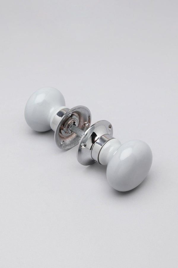 G Decor Perfect Edit Light Grey – Set Of Handcrafted Ceramic Mortice Door Handles Internal Turning Knobs For Bedroom & Room Doors With Chrome Base Grey