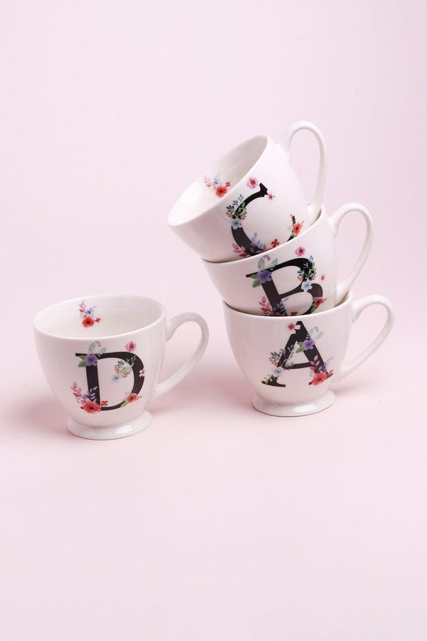 g decor Personalised Blossom Monogram Ceramic Tea & Coffee Cup Alphabet Mug
