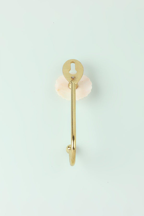 G Decor Petaline Handcrafted Mother Of Pearl Wall Hook With Brass Hanger White