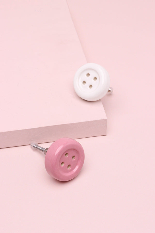g decor Playful Button Ceramic Door Knob Handle Pink