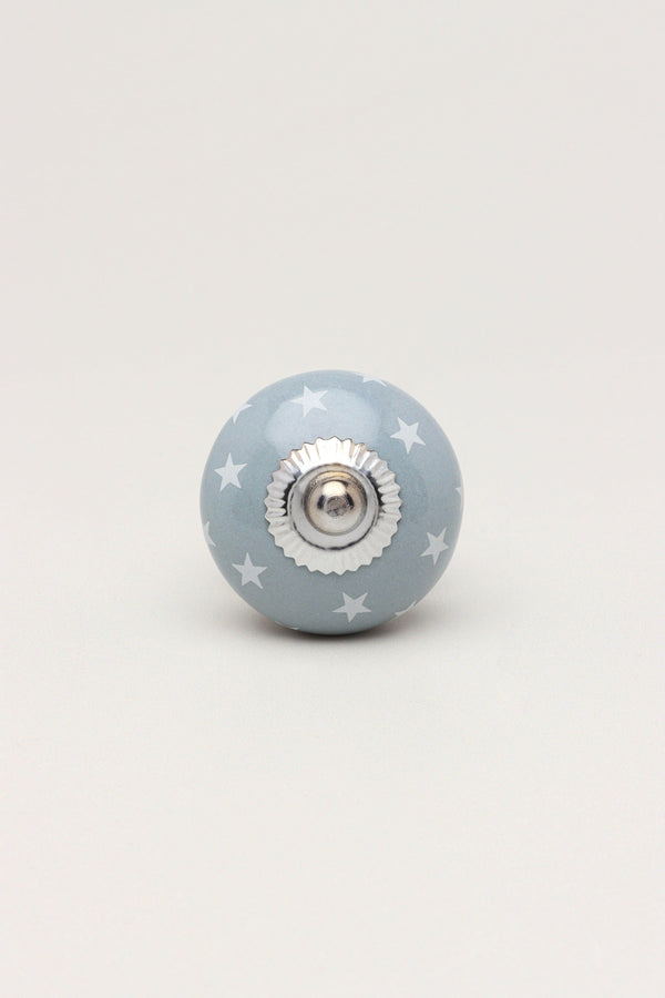 G Decor Polka Star Handcrafted Ceramic Door Knobs Cupboard Drawer Door Handles Grey