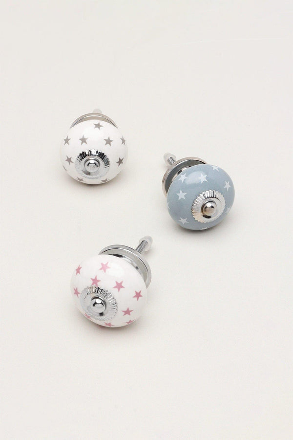 g decor Polka Star Handcrafted Ceramic Door Knobs Cupboard Drawer Door Handles Grey