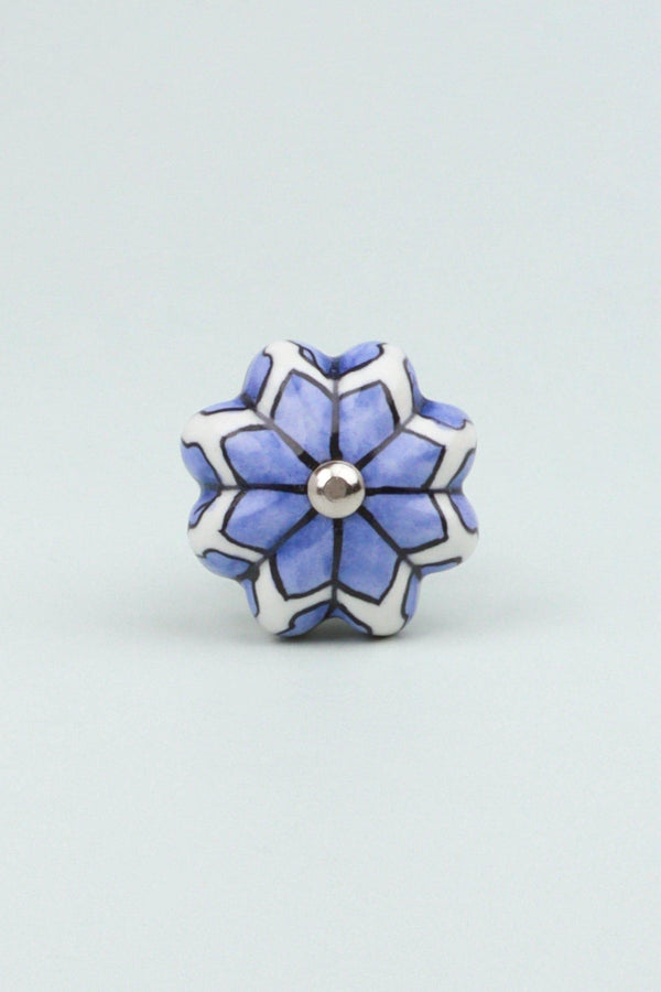 G Decor Porcelain Petal Leaves Handpainted Ceramic Door Knob Grey