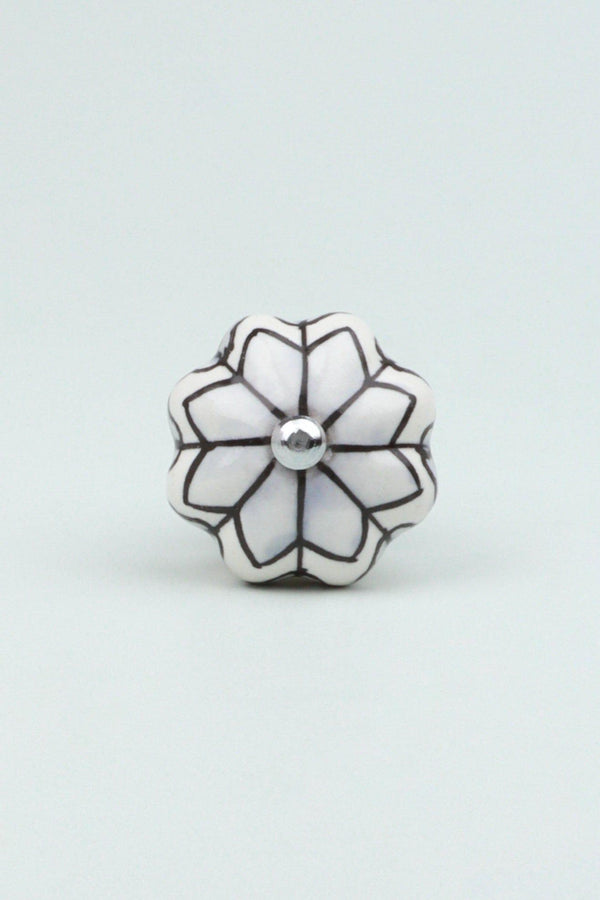 G Decor Porcelain Petal Leaves Handpainted Ceramic Door Knob Grey