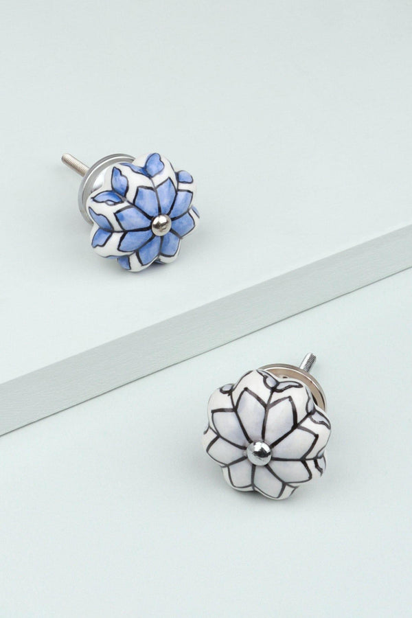 g decor Porcelain Petal Leaves Handpainted Ceramic Door Knob Grey