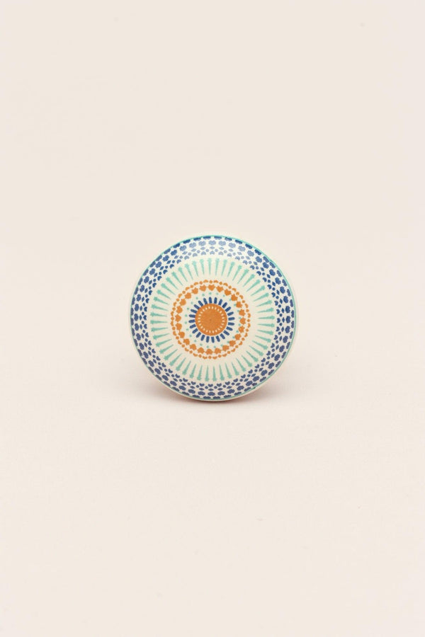 G Decor Positive Energy Radiance Handcrafted Patterned Cupboard Ceramic Door Knob Blue