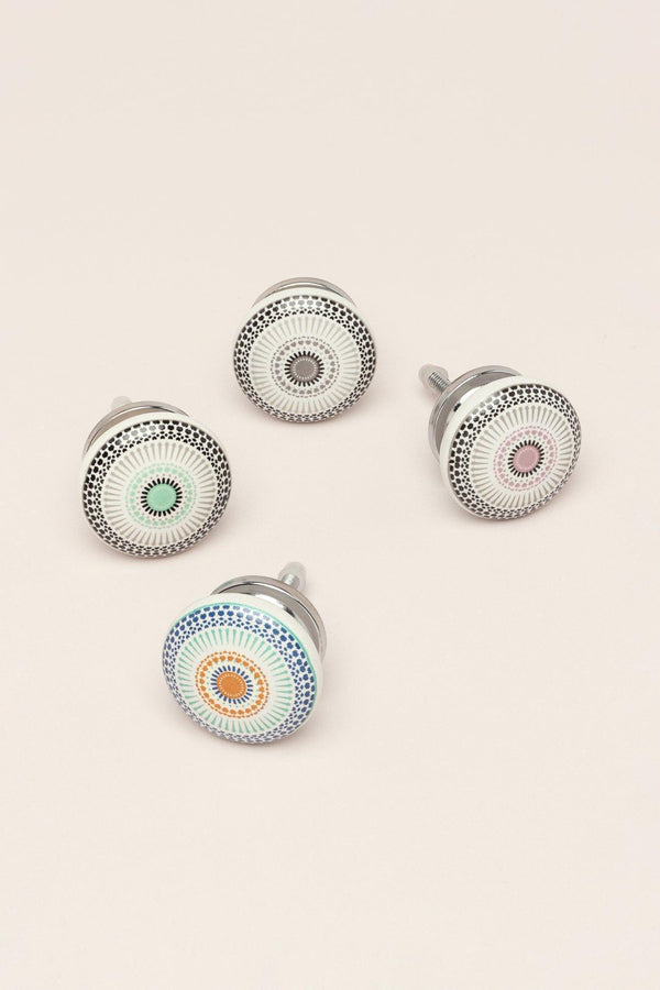 g decor Positive Energy Radiance Handcrafted Patterned Cupboard Ceramic Door Knob Blue