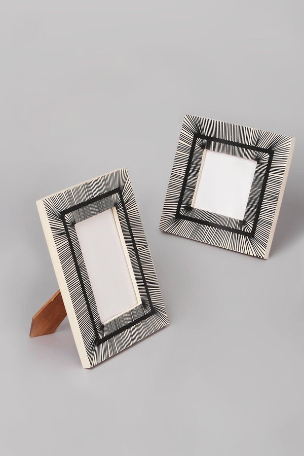 G Decor Prisma Handcrafted Black Stripes Photo Frame Art Linework Picture Display Small