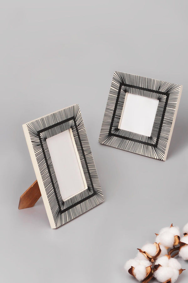 g decor Prisma Handcrafted Black Stripes Photo Frame Art Linework Picture Display Small