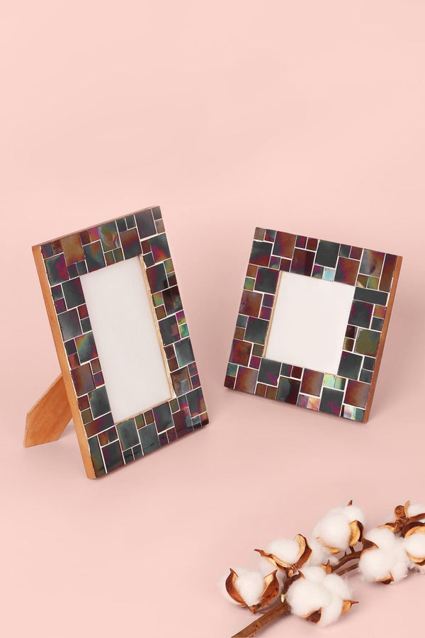 g decor Rainbow Handmade Glass Mosaic Frame Colourful Picture Display