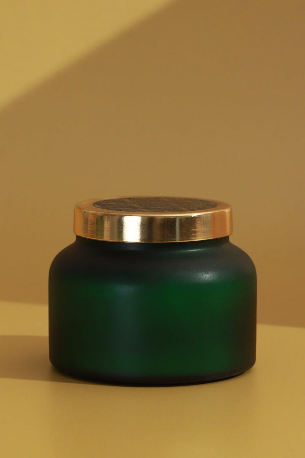 G Decor Rasa Aranya Patchouli & Sweet Citrus Scented Candle In Frosted Green Glass Green