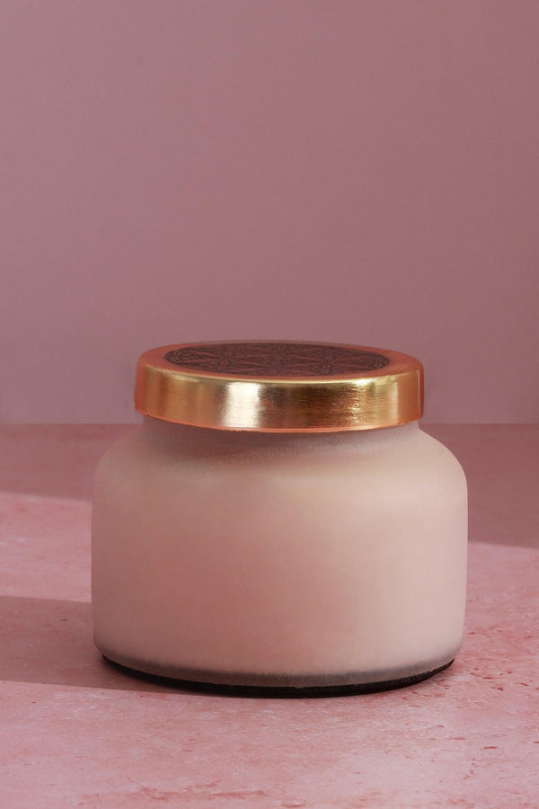 G Decor Rasa Chandra Jasmine Scented Candle In Frosted White Glass Pink