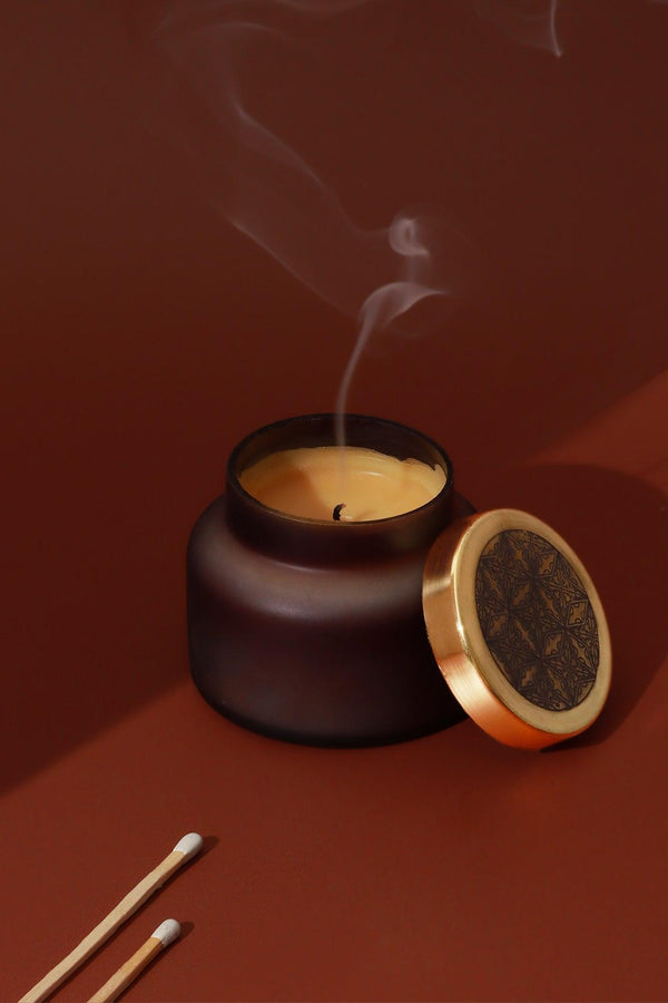 g decor Rasa Nocturne Musk Scented Candle in Frosted Black Glass Black