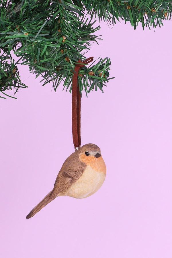 g decor Realistic Robin Hand-Painted Christmas Tree Decoration Hanging Bird Ornament Brown