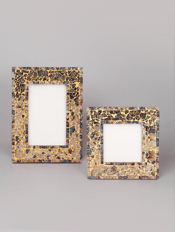 G Decor Rockwood Handmade Mosaic & Multi-Colour Glass Photo Frame Rustic Picture Display Small