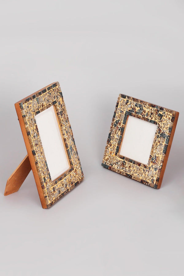 G Decor Rockwood Handmade Mosaic & Multi-Colour Glass Photo Frame Rustic Picture Display Small