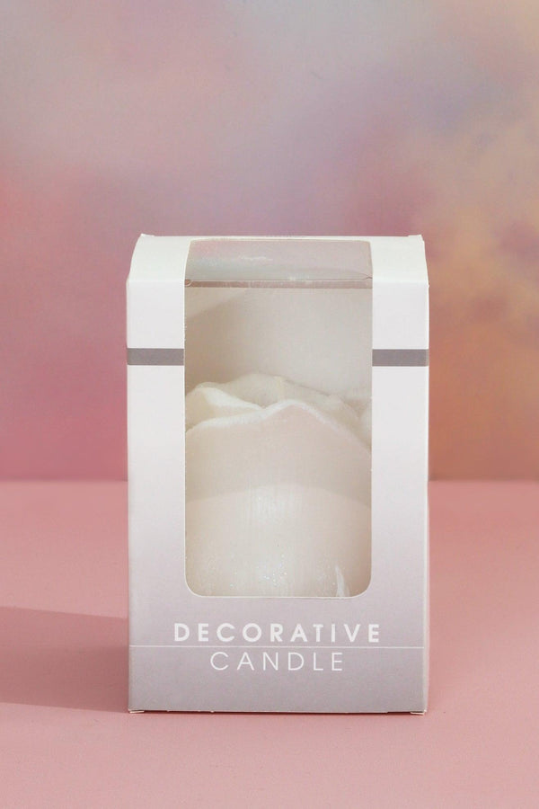 G Decor Rosabella Pure Eternal Bloom Hand-Finished Sculpted Rose Candle In Soft White White