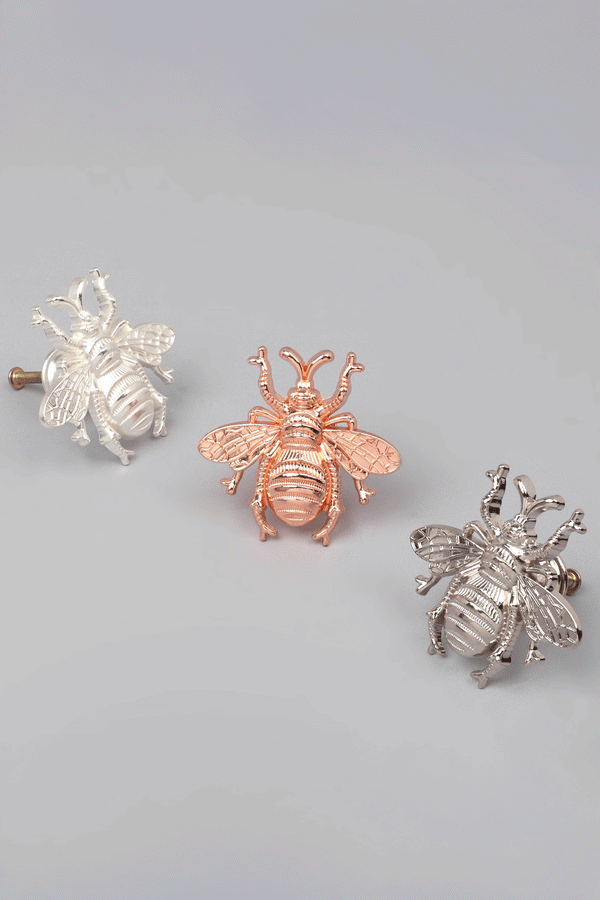 G Decor Rose Gold Queen Bee Handle And Silver Honeybee Knob Rose Gold